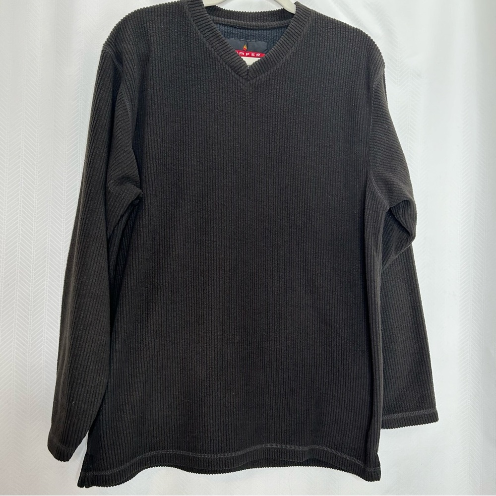 Kemper mens black ribbed shirt long sleeves size M black